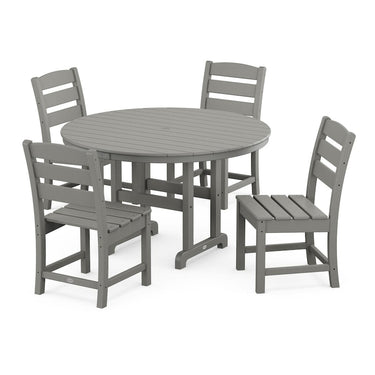 POLYWOOD Lakeside 5-Piece Round Side Chair Dining Set - Slate Grey